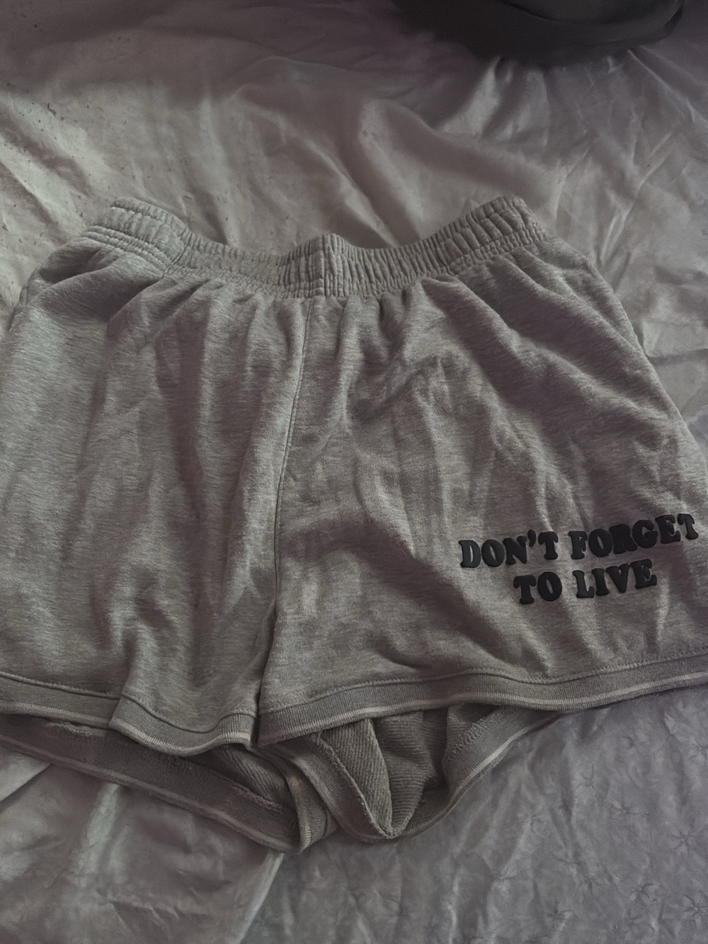Women's Gray Lounge Shorts with 'Don't Forget to Live' Print